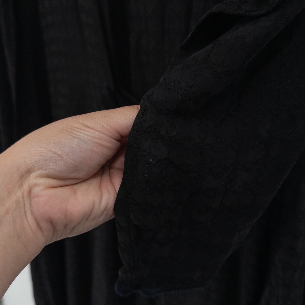 Vintage Lagenlook Dress Womens Large Black Jacquard Garb Artwear Flowy Artsy - Picture 11 of 11